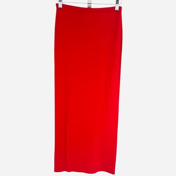 AEXAE Red Knit Maxi Skirt Size S NWT – Luxury Ribbed Stretch Skirt - Picture 4 of 6